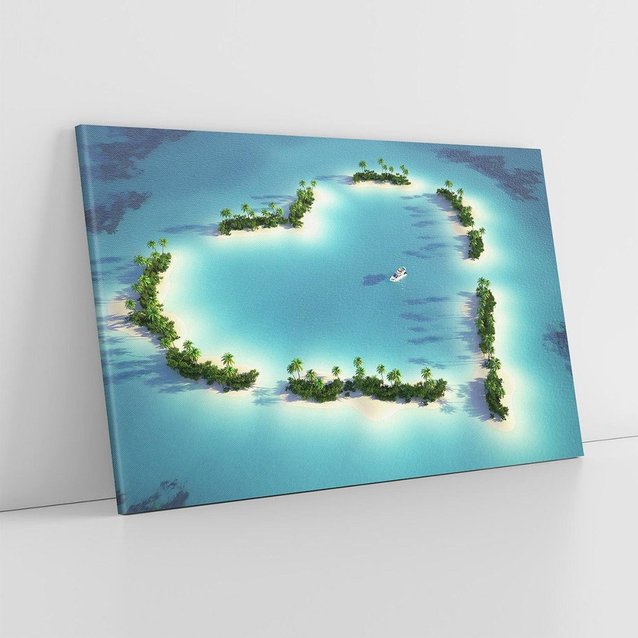 Obraz na płótnie 100x70 - Idylliczna wyspa: serce morza - wyspa, serce