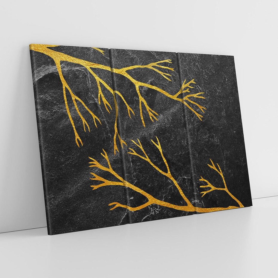 Obraz na płótnie 120x80 - Marmurowe Drzewa Snu - złote gałęzie, drzewa