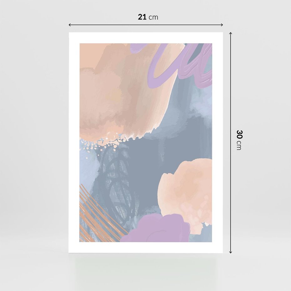 Plakat bez ramy 21x30 - Rozmyte Akwarelowe Marzenia - abstrakcyjne akwarelowe plamy, pastele