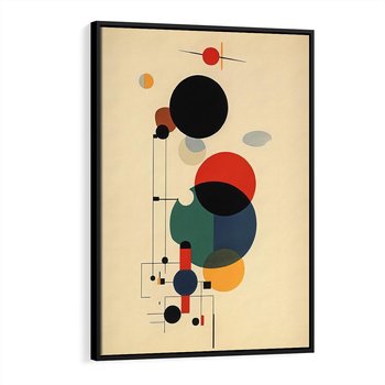 Obraz w ramie 50x70 - Migocące Impresje Odniesień - abstrakcyjna geometryczna kompozycja, koła linie - rama czarna