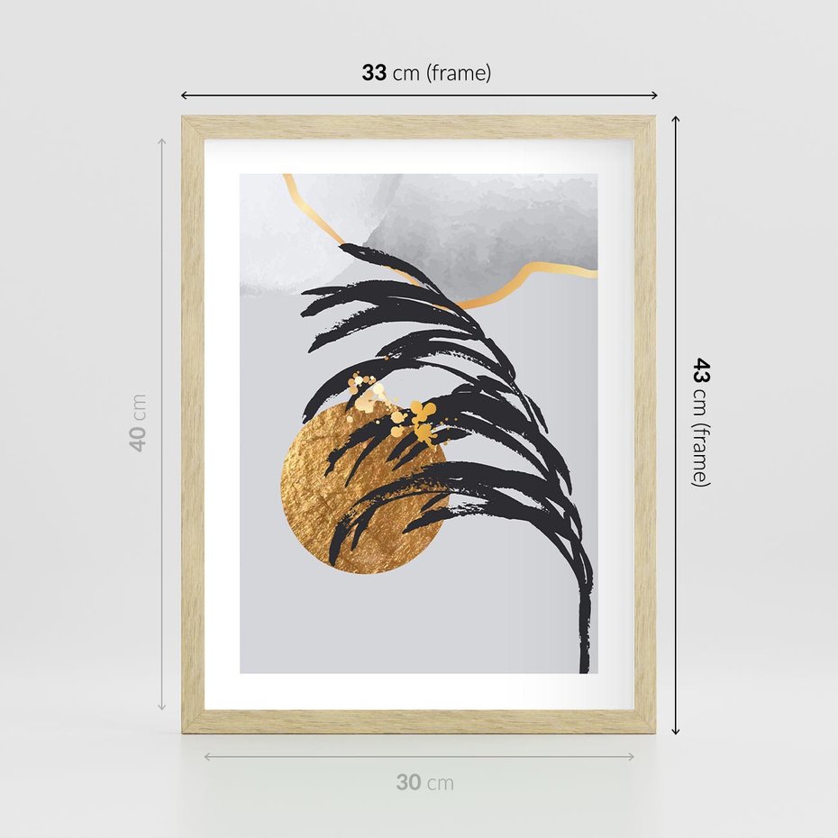 Plakat w ramie 30x40 - Palma w Szkicu - nowoczesna grafika, palma - rama drewno