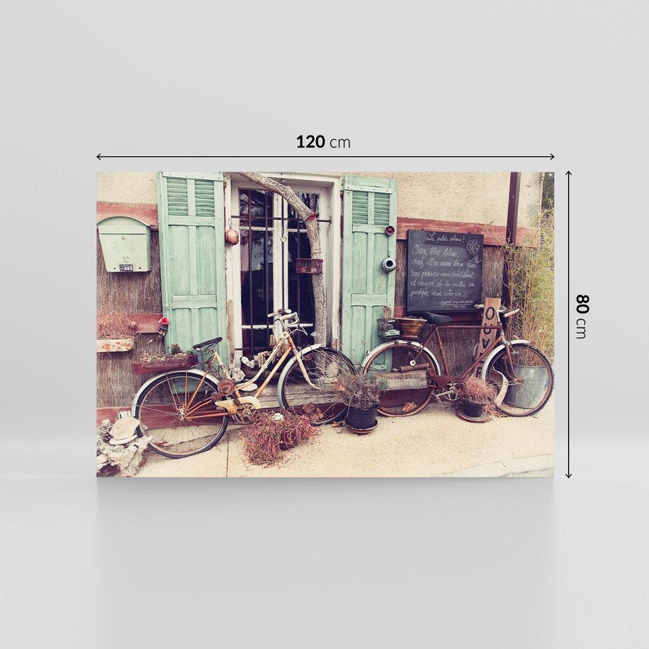 Obraz na płótnie 120x80 - Romantyczny rowerowy spacer po Prowansji - Prowansja, rower