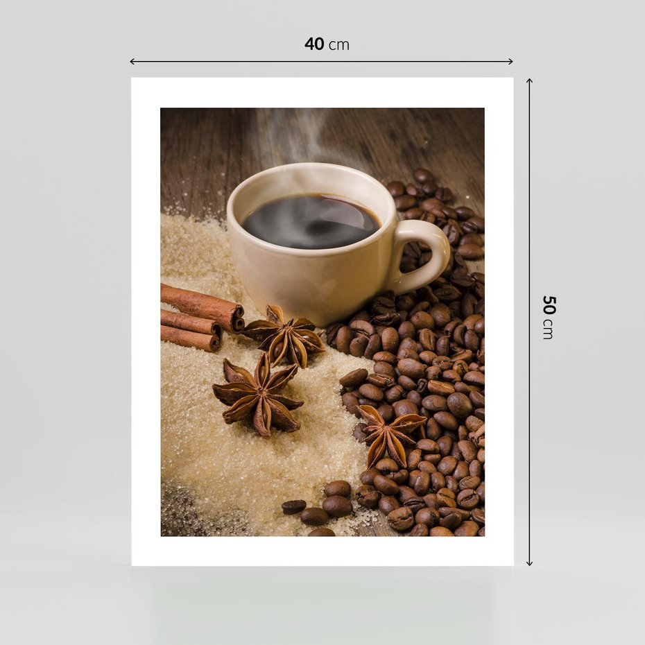 Plakat bez ramy 40x50 - Kawowa filiżanka pełna aromatu - kawa, filiżanka