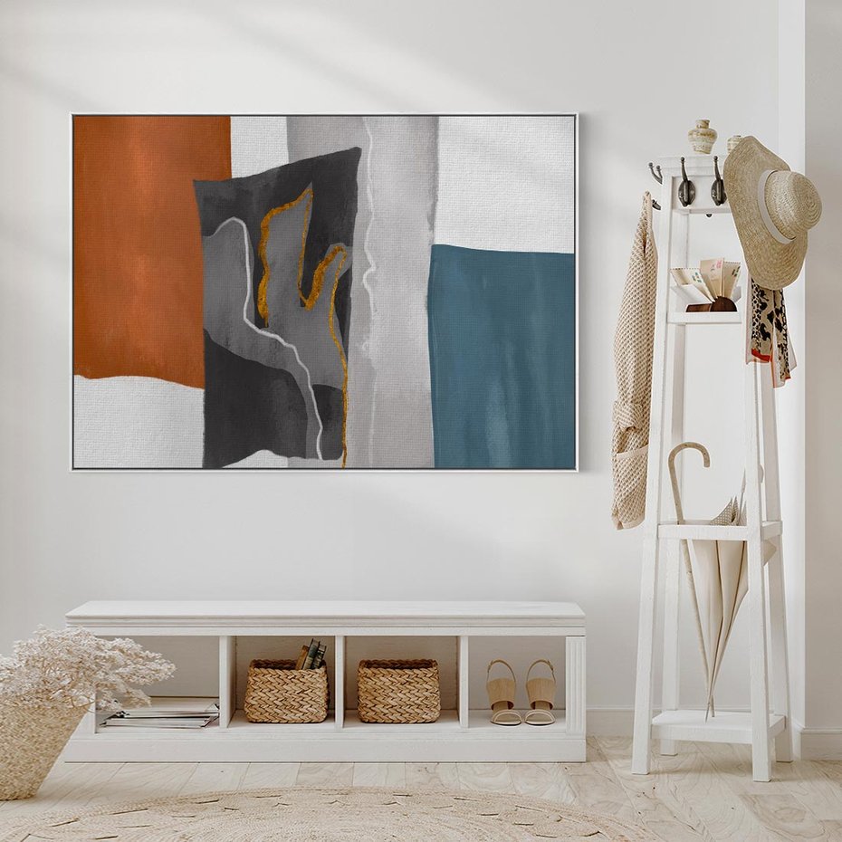 Obraz w ramie 70x50 - Nowoczesna geometria - nowoczesny, geometryczny - rama biała