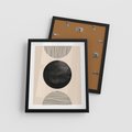 Plakat w ramie 40x50 - Minimalizm w Kształtach - geometryczny graficzny obraz, czarne koło - rama czarna