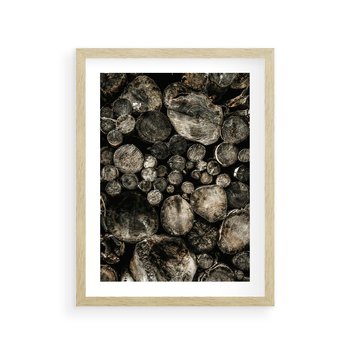 Plakat w ramie 30x40 - Stos Drewna - kłody drewna, pociete drweno - rama drewno