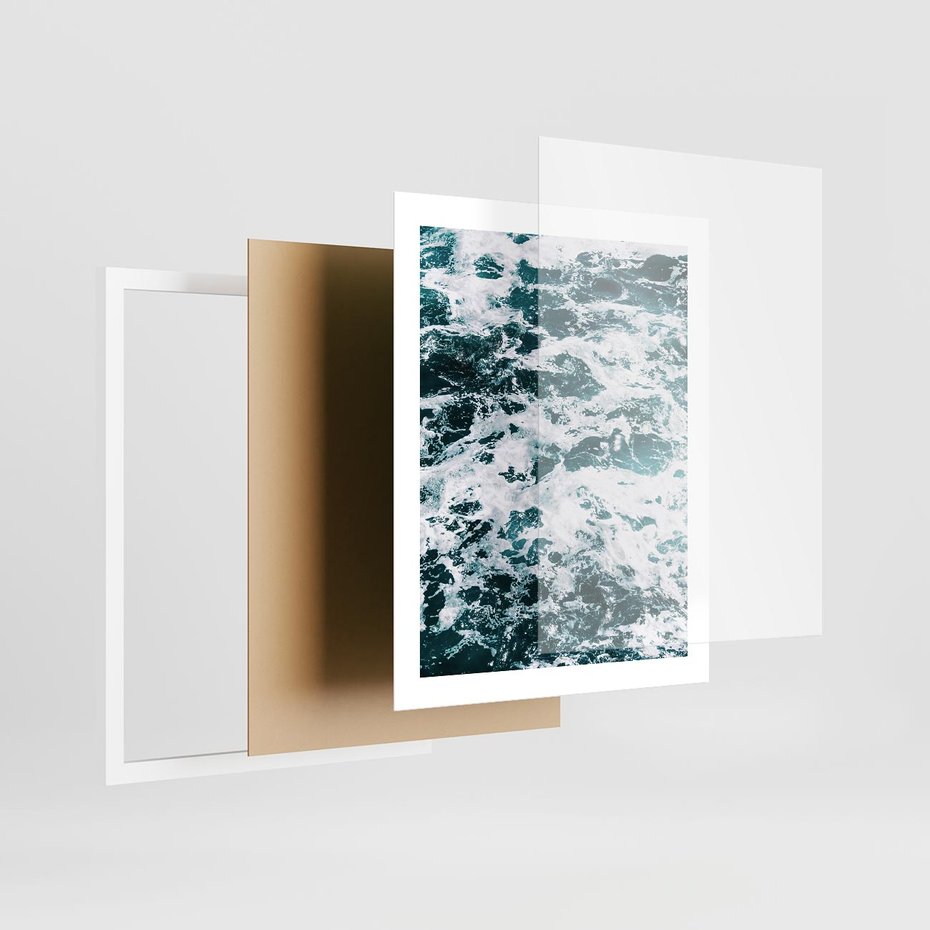 Plakat w ramie 40x50 - Potęga Natury: Wzburzone Fale Oceanu - wzburzone fale oceanu - rama biała