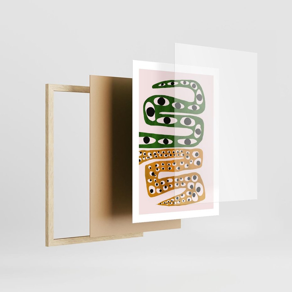 Plakat w ramie 50x70 - Mroczne Wypaczenia - abstrakcyjny obraz, dziwne kształty - rama drewno