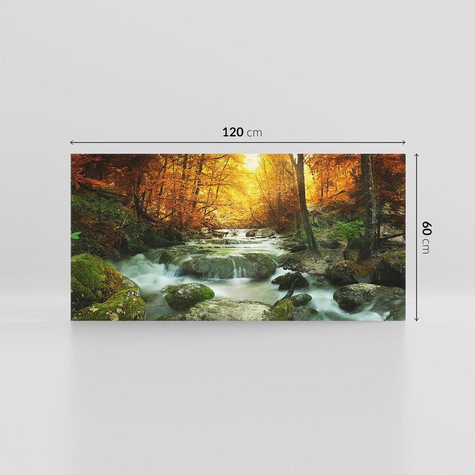 Obraz na płótnie 120x60 - Siła Natury: Strumień w Lesie - strumień, las