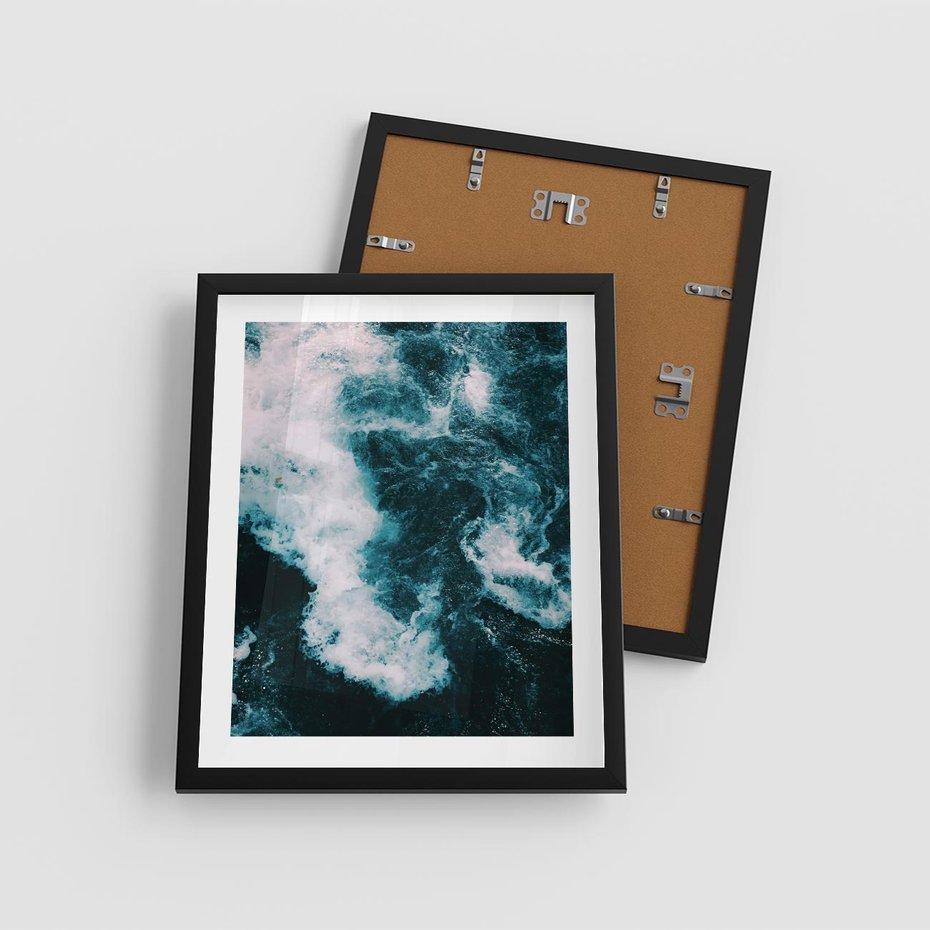 Plakat w ramie 40x50 - Fale w Odcieniach Turkusu - ocean, fale - rama czarna