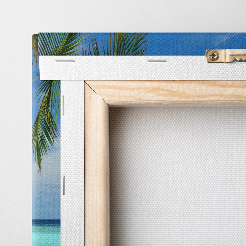 Obraz na płótnie 80x80 - Raj na Malediwach: plaża, morze i palmy - Malediwy, plaża