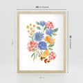 Plakat w ramie 40x50 - Kwiatowe Światło - akwarelowe kwiaty, bukiet - rama drewno