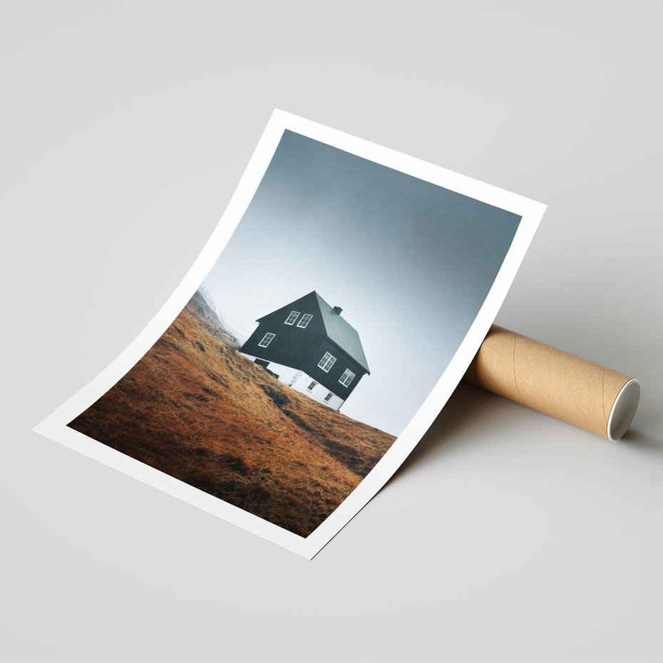 Plakat bez ramy 40x50 - Ciepło i Przytulność - skandynawski, domek