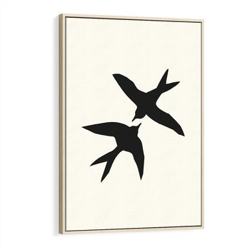 Obraz w ramie 50x70 - Kreatywne Echa - jaskółki, minimalizm - rama drewno