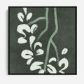 Obraz w ramie 50x50 - Rozkwitające Zielone Gałęzie - abstrakcyjne delikatne zielone linie, podobne do gałęzi kwiatów - rama czarna