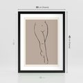 Plakat w ramie 30x40 - Intrygujące Szkice - mnimalistyczny akt kobiecy, beżowa tonacja - rama czarna