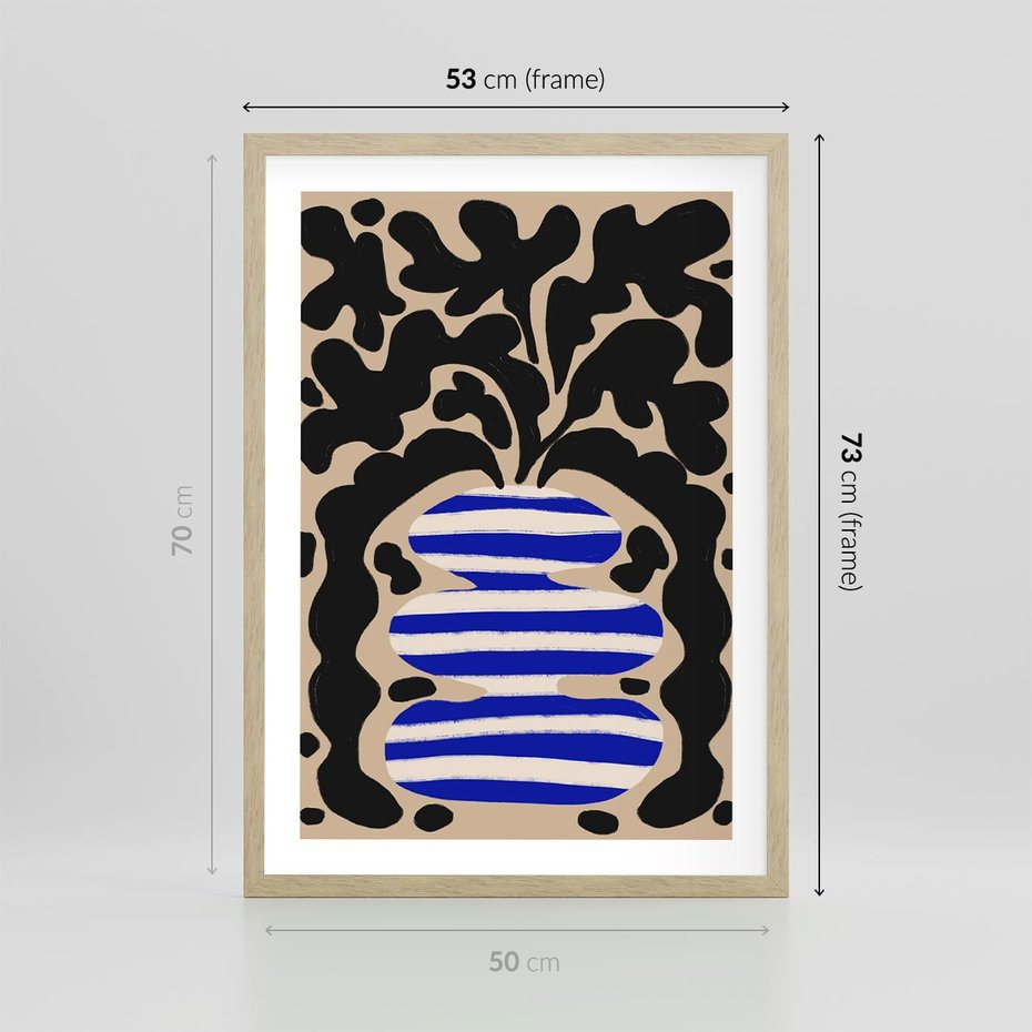 Plakat w ramie 50x70 - Boho Wizje - abstrakcyjny plakat, ciekawe formy - rama drewno