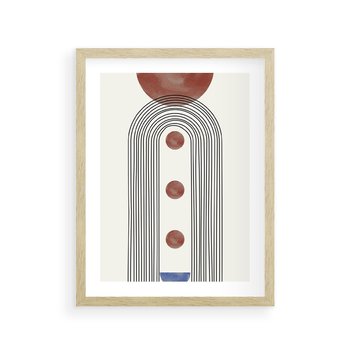 Plakat w ramie 40x50 - Symfonia Kształtów - nowoczesny plakat, styl midcentury - rama drewno