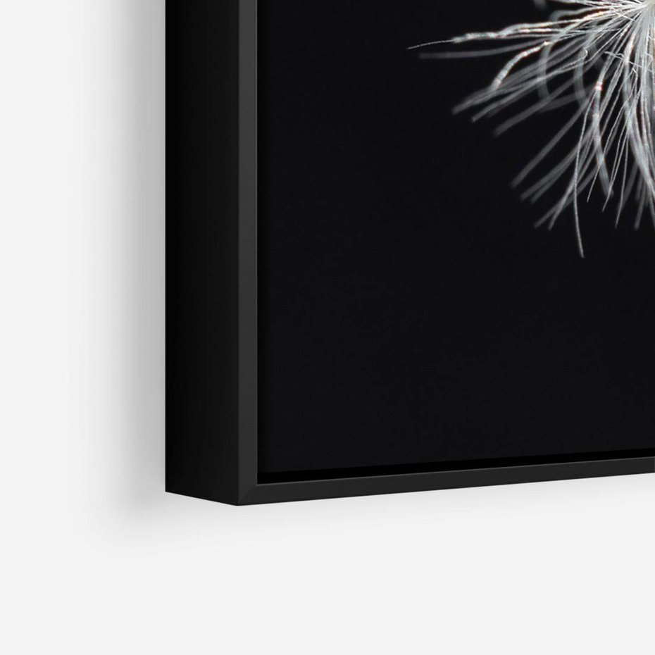 Obraz w ramie 100x70 - Delikatność Wiatru - dmuchawce, makro - rama czarna