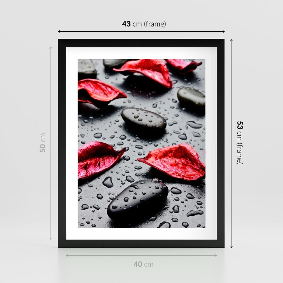 Plakat w ramie 40x50 - Spa wśród Natury - spa, kamienie - rama czarna