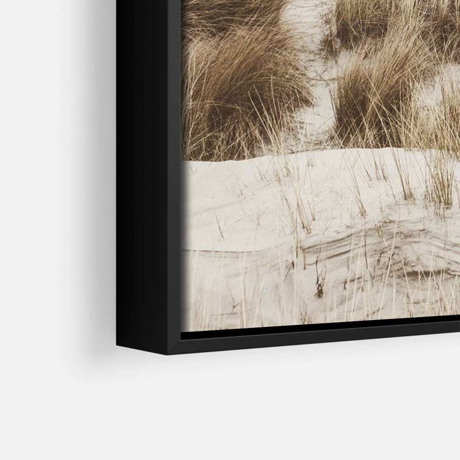 Obraz w ramie 50x70 - Nadmorskie Wydmy - fotografia, kolory sepii - rama czarna