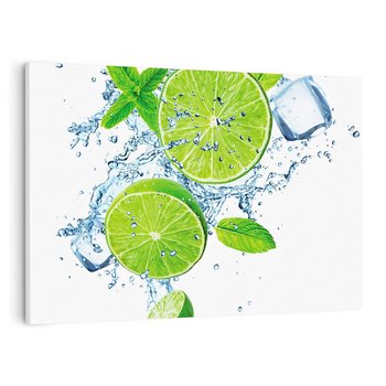 Obraz na płótnie 100x70 - Świeżość limonek w wodzie - limonki, woda