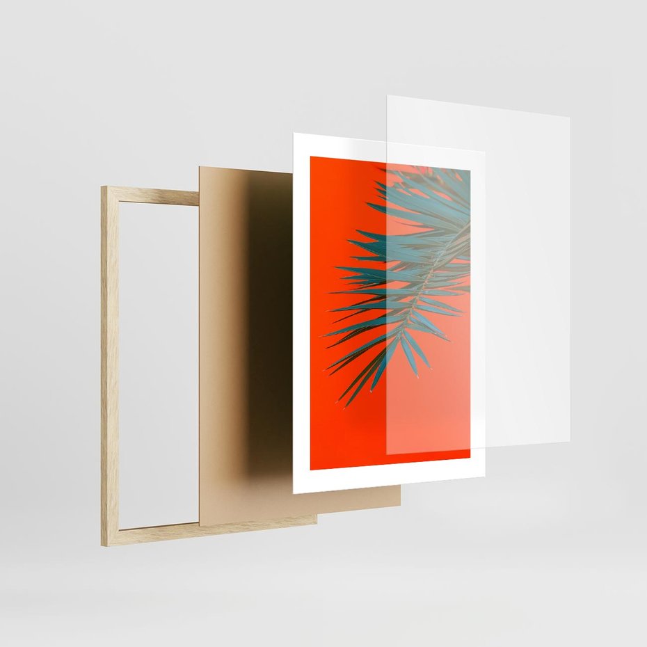Plakat w ramie 30x40 - Egzotyczny Urok - liście, palma - rama drewno
