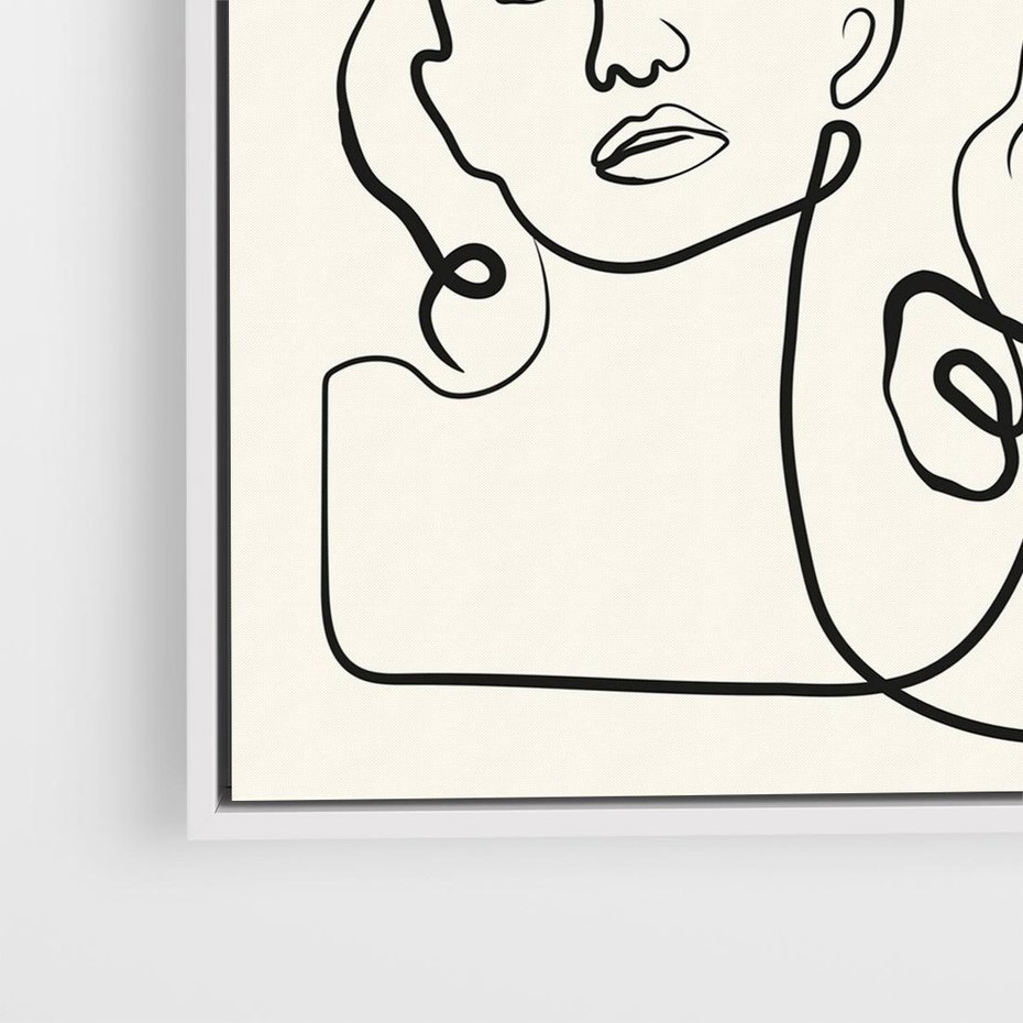 Obraz w ramie 80x80 - Trzy Kobiety - 3 kobiety, antyczny posag - rama biała