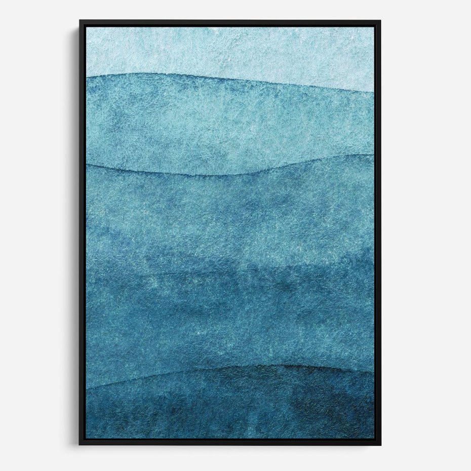 Obraz w ramie 50x70 - Kolorowe fale akwareli - akwarela, fale - rama czarna