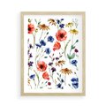 Plakat w ramie 50x70 - Kwiatowe radości na łące - kwiaty, łączka - rama drewno