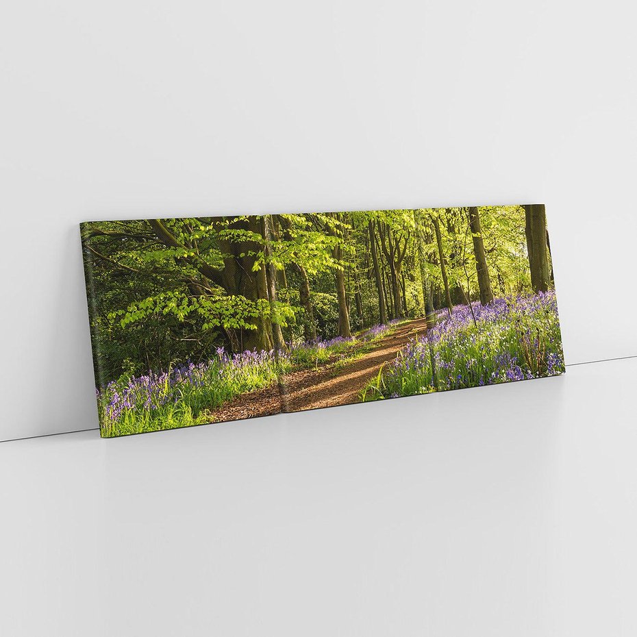 Obraz na płótnie 150x50 - Magia lasu: Drzewa w tajemniczej otoczce - las, drzewa