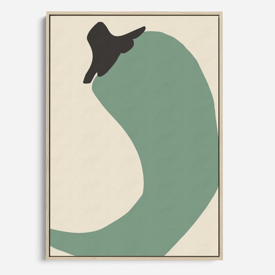 Obraz w ramie 80x120 - Granice Akwareli - abstrakcyjny minimalistyczny obraz, zielona papryczka - rama drewno