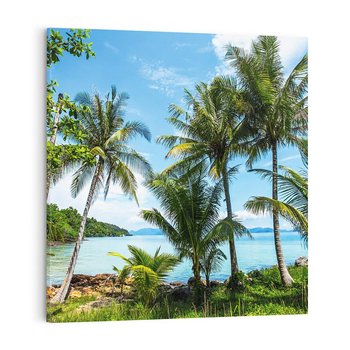 Obraz na płótnie 70x70 - Rajski wypoczynek - palmy, morze