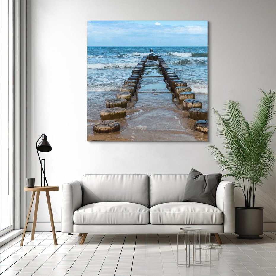 Obraz na płótnie 30x30 - Falochron na brzegu morza - falochron, morze