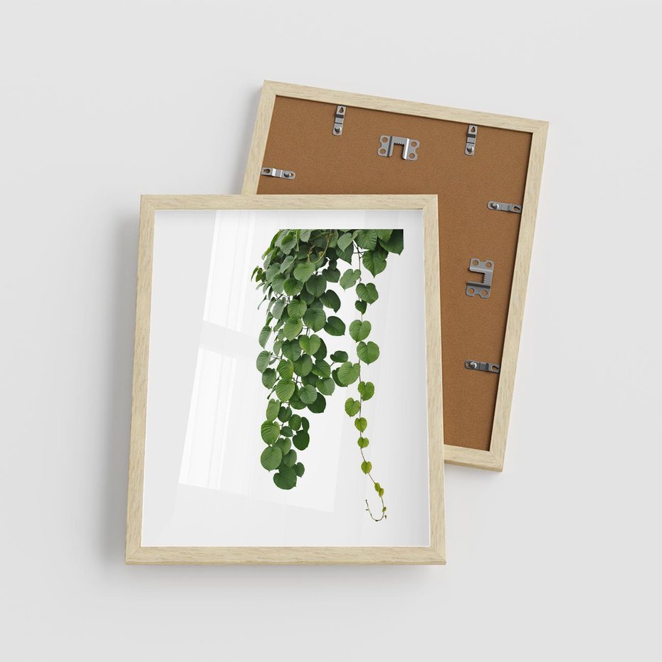 Plakat w ramie 40x50 - Świeżość Natury - liście, zielone - rama drewno