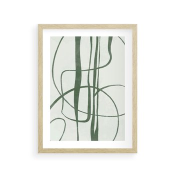 Plakat w ramie 30x40 - Zielony Spokój - zielona abstrakcja, spokojny plakat - rama drewno