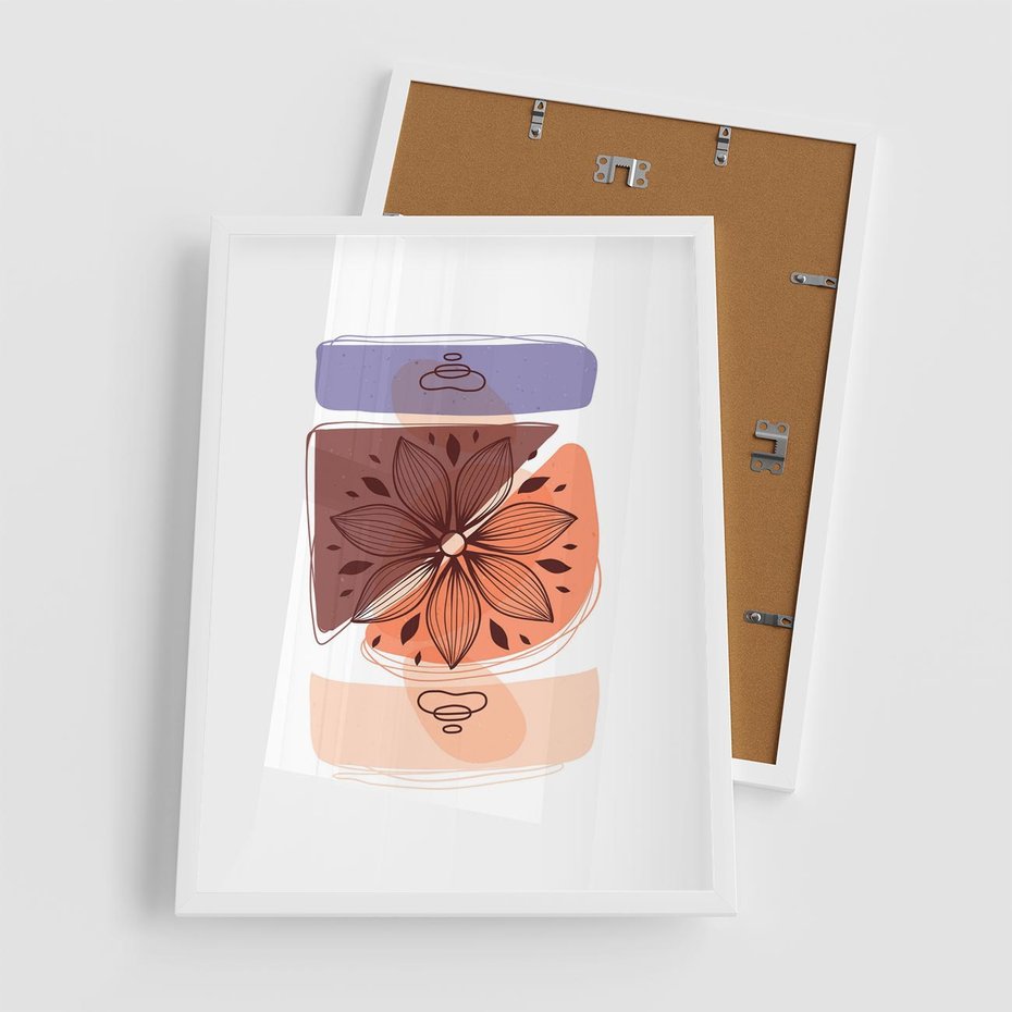 Plakat w ramie 50x70 - Kwiatowa Oaza - abstrakcyjna sztuka, plamy - rama biała