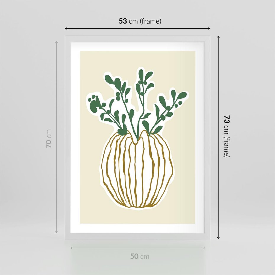 Plakat w ramie 50x70 - Przenikające Formy - abstrakcyjny plakat, kwiaty - rama biała