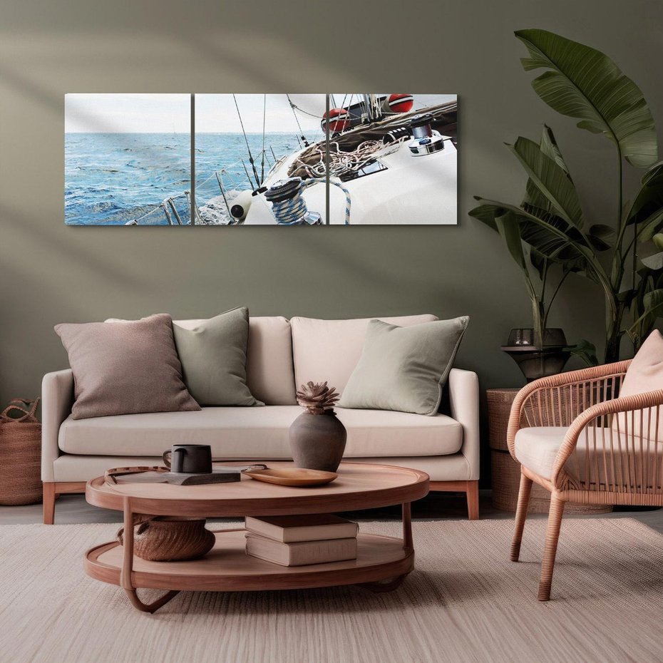 Obraz na płótnie 90x30 - Moc żaglowca na pełnym morzu - żaglowiec, jacht