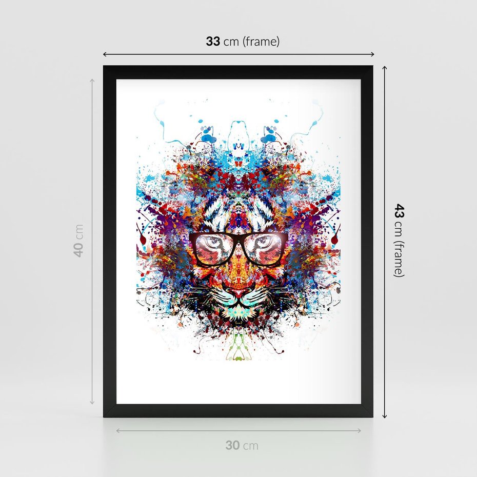 Plakat w ramie 30x40 - Tygrys w graficznej oprawie - tygrys, grafika - rama czarna
