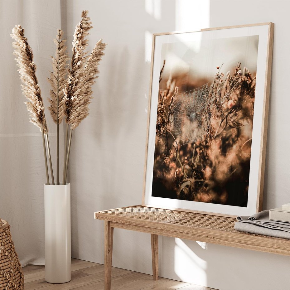 Plakat w ramie 30x40 - Jesienny Mikrokosmos - suchetrawy, jesienny klimat - rama drewno