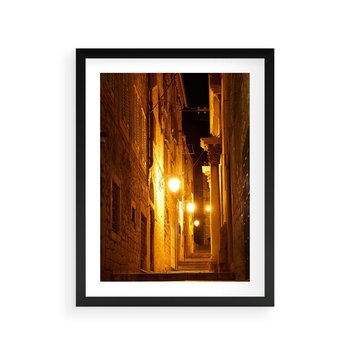 Plakat w ramie 30x40 - Miasto Pod Gwieździstym Niebem - uliczka, perspektywa - rama czarna