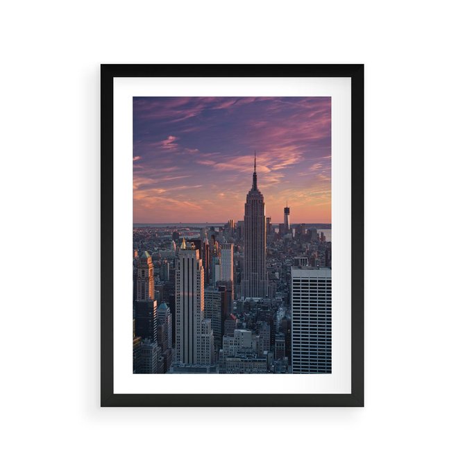 Plakat w ramie 30x40 - Nowy Jork - Błyskawice Manhattanu - Nowy Jork, Manhattan - rama czarna