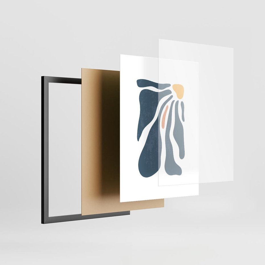 Plakat w ramie 30x40 - Melodia Kolorowych Płatków - nowoczesna kwiatowa grafika, styl retro - rama czarna