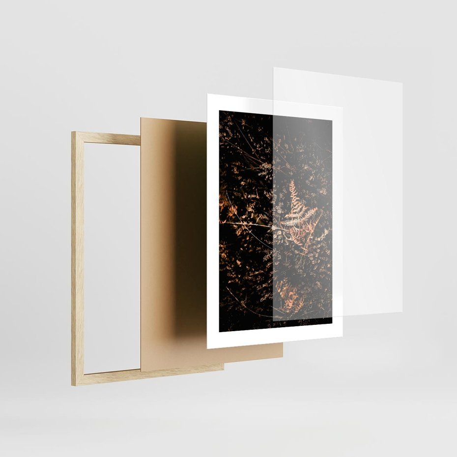 Plakat w ramie 30x40 - Jesienna Melodia - suche trawy, paprocie - rama drewno