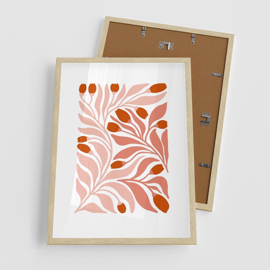 Plakat w ramie 50x70 - Nieskrępowane wyobraźnie kolorów - kwiaty, pastelowe kolory - rama drewno