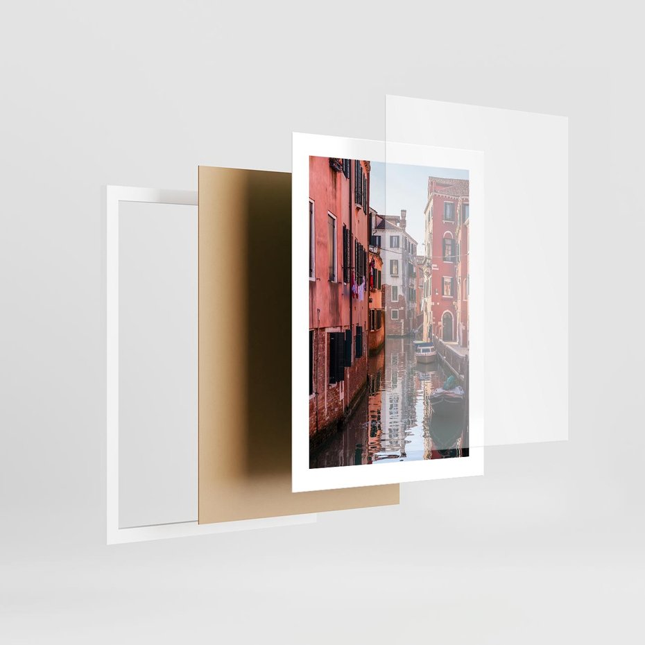 Plakat w ramie 30x40 - Przejażdżka gondolą przez Wenecję - Wenecja, kanały - rama biała