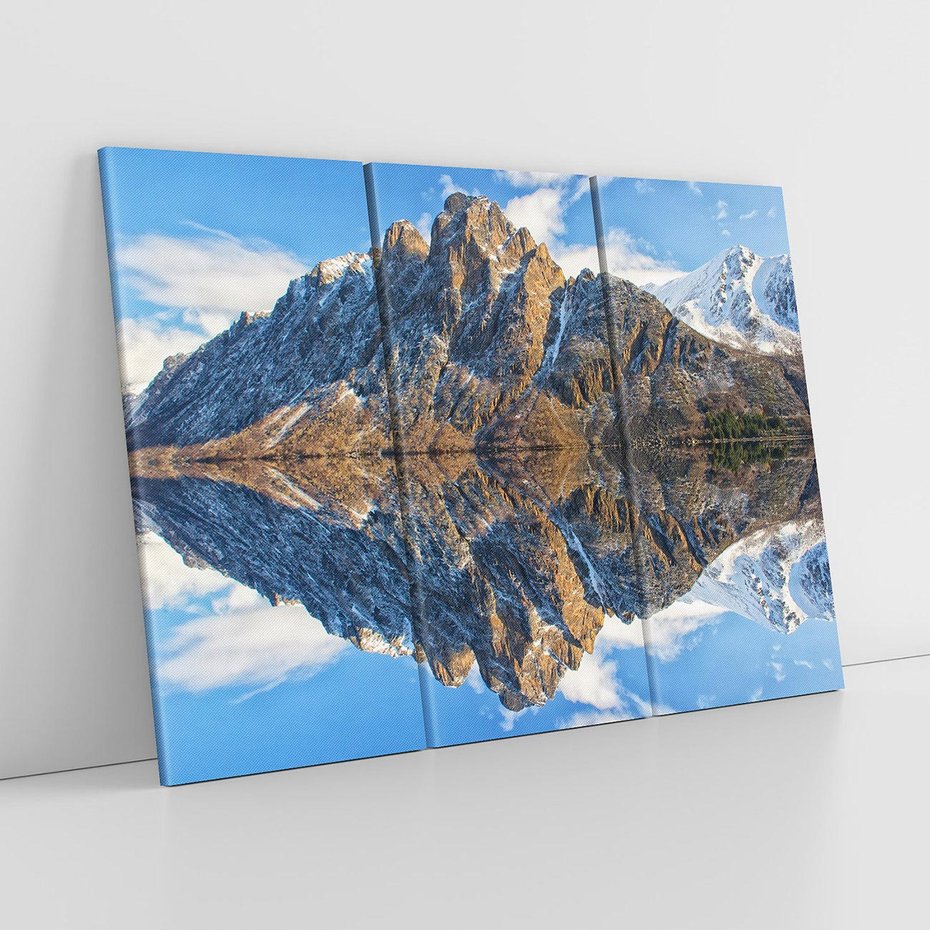 Obraz na płótnie 120x80 - Górskie odbicie jeziora - góry, jezioro