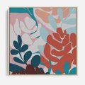 Obraz w ramie 50x50 - Impresje Kształtów - abstrakcyjna kompozycja kwiatowych form, kolor zgaszone - rama drewno