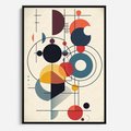 Obraz w ramie 50x70 - Rozbijające Barwne Granice - abstrakcyjna geometryczna kompozycja, koła linie - rama czarna